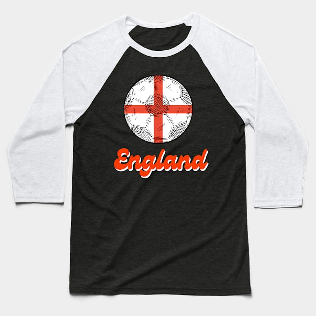 England Football Team Soccer Flag Vintage Retro Baseball T-Shirt by Meow_My_Cat